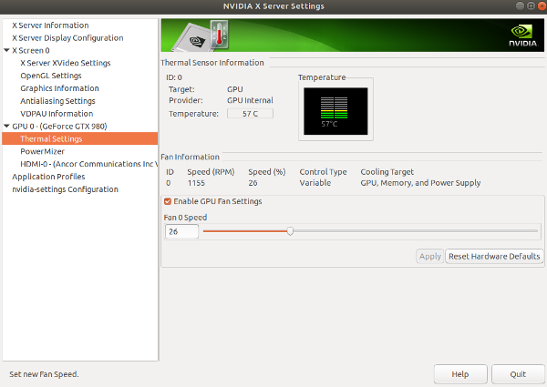 Latter Byen Måling How to control Nvidia graphics card Fan Speed Automatically in Linux –  Techticity